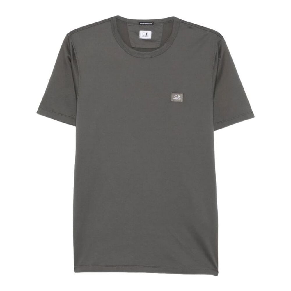 C.P. Company Mens Plain Mercerised Cotton Logo T-Shirt / Gray